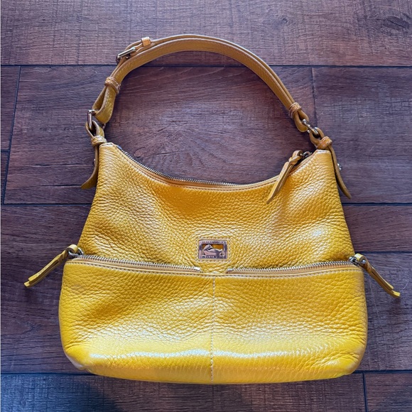 Dooney & Bourke Handbags - Dooney & Bourke Yellow Textured Leather Shoulder Bag